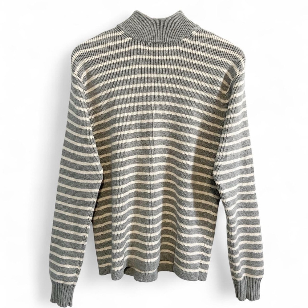 GAP gray & white knit striped mockneck sweater - Picture 2 of 7